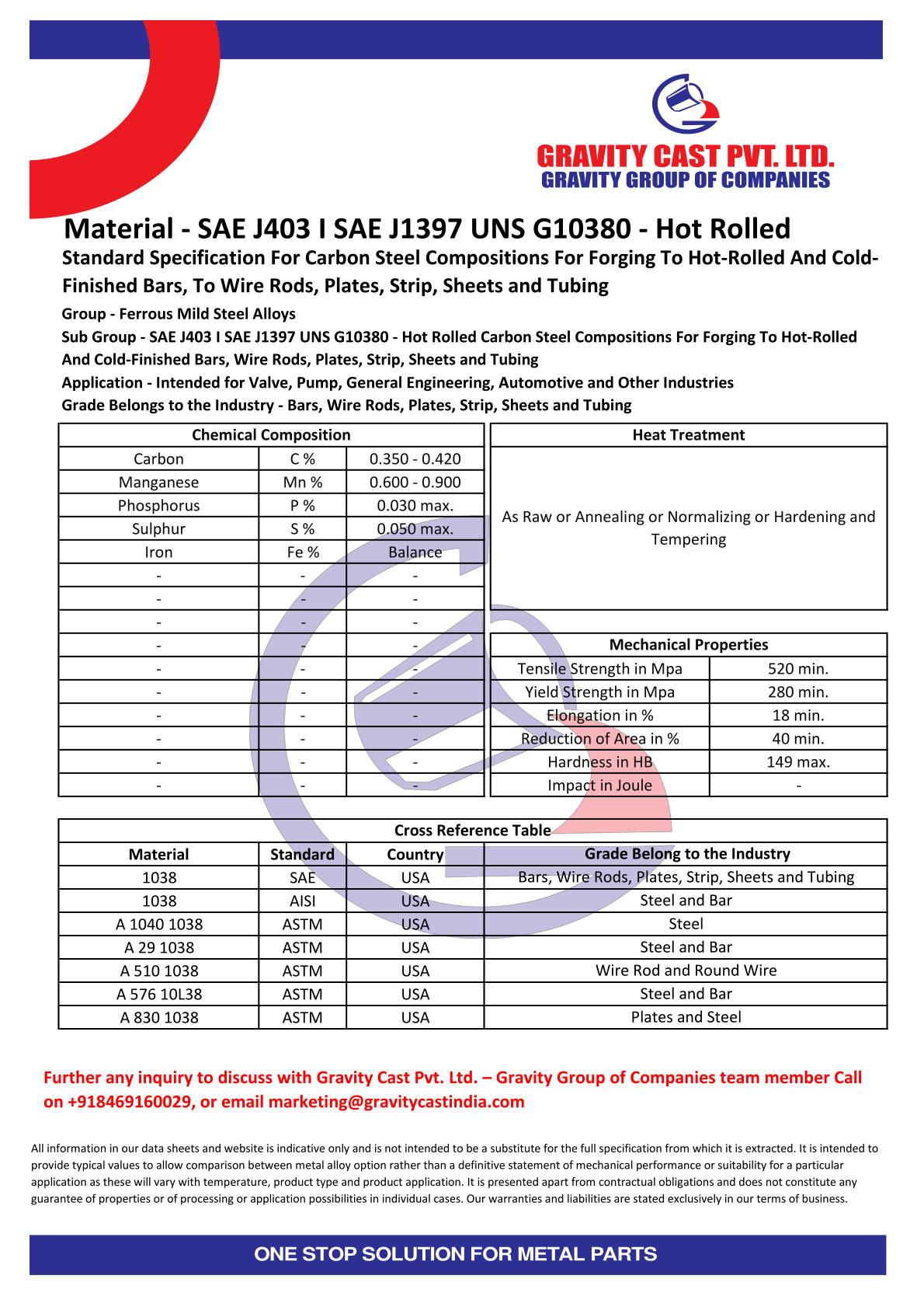 SAE J403 I SAE J1397 UNS G10380 - Hot Rolled.pdf
